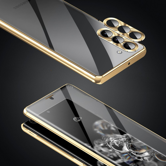 Чехол для Samsung Galaxy S23, Magnetic Dual Glass, золотой