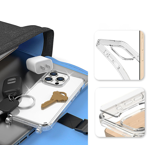 Чохол з ремінцем для iPhone 16 Pro Max, ERBORD MagSafe, прозорий + захисне скло