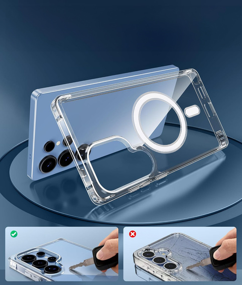 Чехол для Samsung Galaxy S25 Ultra, гибридный чехол Fusion Hybrid, для MagSafe, прозрачный + стекло для экрана