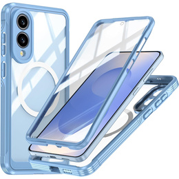 Чехол для Samsung Galaxy S25 Edge, Shockproof, со стеклом, для MagSafe, синий