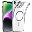 Чохол для iPhone 14, Electro MagSafe, сріблястий + Скло на екран