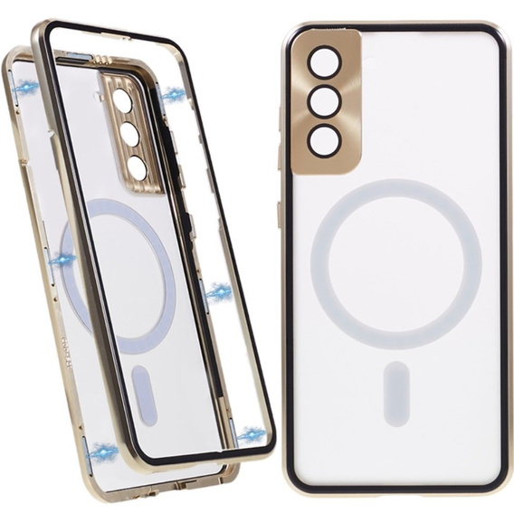 Магнітний чохол Dual Glass MagSafe для Samsung Galaxy S21+ Plus, золотий