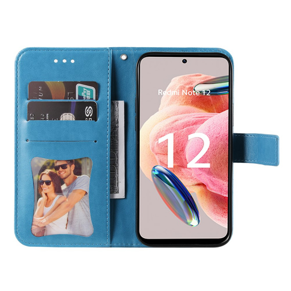 Откидной чехол для Xiaomi Redmi Note 12 4G, Mandala Flower, синий
