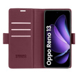 Чохол для Oppo Reno 13, ERBORD Glossy Litchi, гаманець з клапаном, червоний