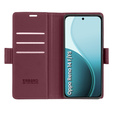 Чехол для Oppo Reno 14 F / 14 FS, ERBORD Glossy Litchi, кошелек с клапаном, красный