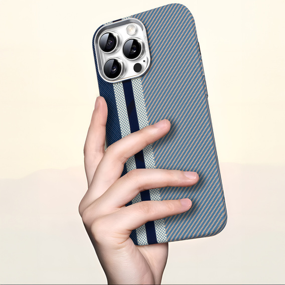 Чехол для iPhone 13 Pro, Carbon Fiber MagSafe, синий