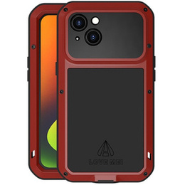 Чехол Love Mei до iPhone 14, armored with glass, красный