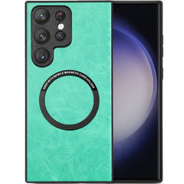 Чехол до Samsung Galaxy S23 Ultra, Leather Hybrid MagSafe, зелёный