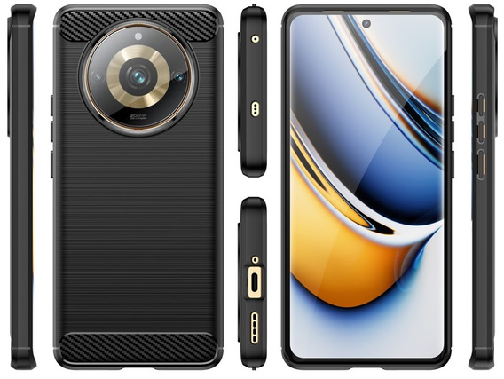 Чехол до Realme 11 Pro / 11 Pro +, Carbon, чёрный