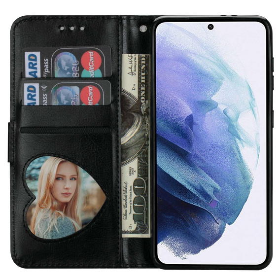 Откидной чехол для Samsung Galaxy S24 Ultra, Wallet Zipper Pocket Glittery, чёрный