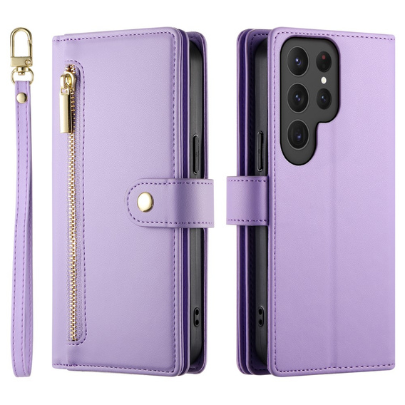 Чохол-книжка для Samsung Galaxy S25 Ultra, Wallet Zipper Pocket, фіолетовий