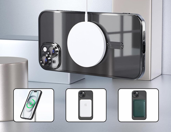 Чохол для iPhone 15, Electro MagSafe, чорний + Скло на екран