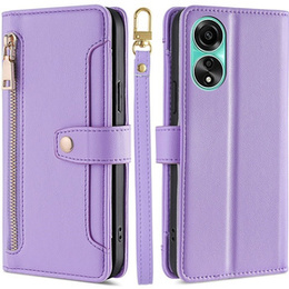 Откидной чехол для Oppo A78 4G, Wallet Zipper Pocket, фиолетовый