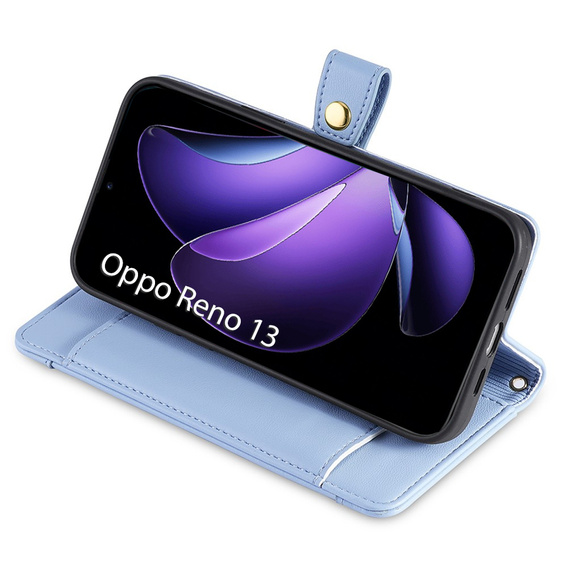 Откидной чехол для Oppo Reno 13, Wallet Zipper Pocket, синий
