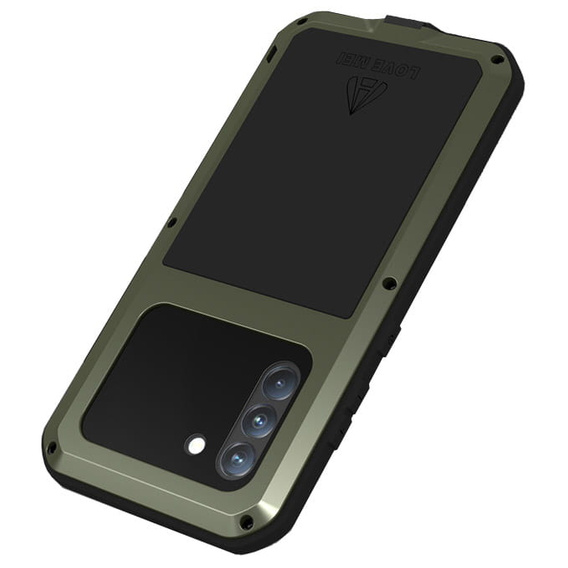 Чехол Love Mei до Samsung Galaxy S21 FE, armored with glass, зелёный