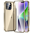 Чохол для iPhone 15, Magnetic Dual Glass, золотий