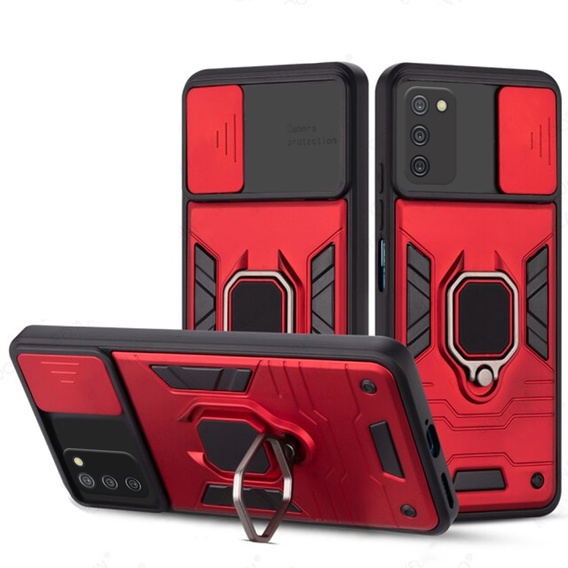 Чехол для Samsung Galaxy A03s, KickStand Camera Lens, синий