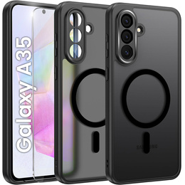 Чехол для Samsung Galaxy A35 4G/5G, для MagSafe, ERBORD Matt Case, чёрный + стекло для экрана