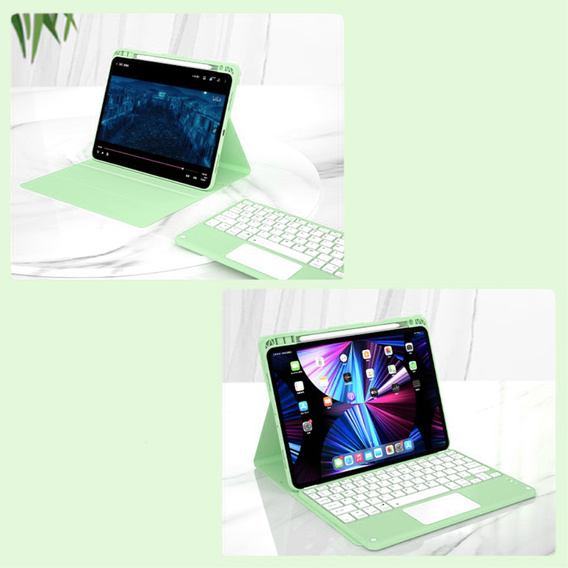 Чехол + клавиатура iPad Air 10.9 4 2020 / 5 2022, Touchpad, зелёный