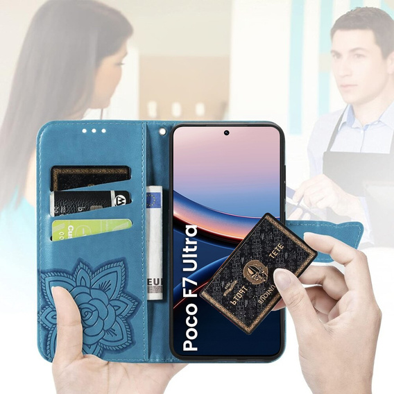 Чохол-книжка для Xiaomi Poco F7 Ultra, Butterfly, м'яти