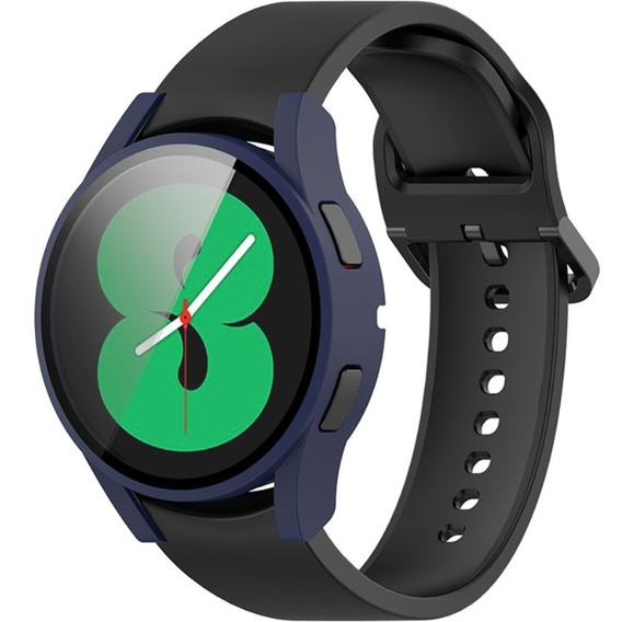 2в1 чехол и защитное стекло для часов Samsung Galaxy Watch 4 44mm, Dark Blue