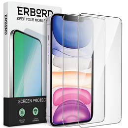 2x Загартоване скло для iPhone XR/11, ERBORD 9H Hard Glass на екрані