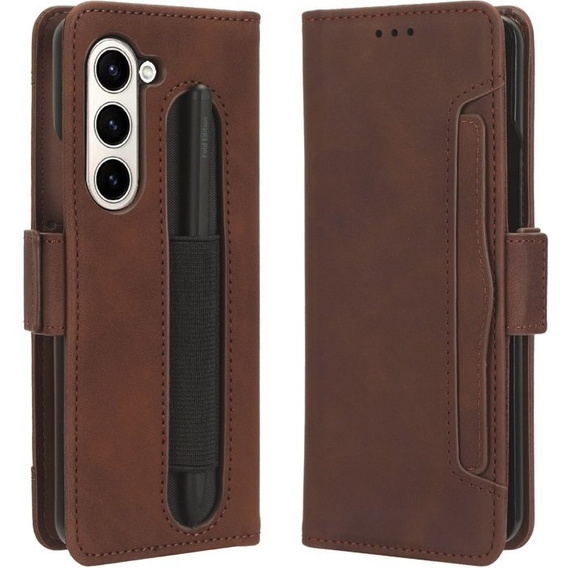 Откидной чехол для Samsung Galaxy Z Fold 5 5G, Card Slot, коричневый