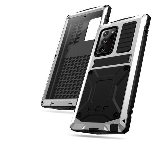 Чехол для Samsung Galaxy Note 20 Ultra, R-JUST, бронированный, серебристый