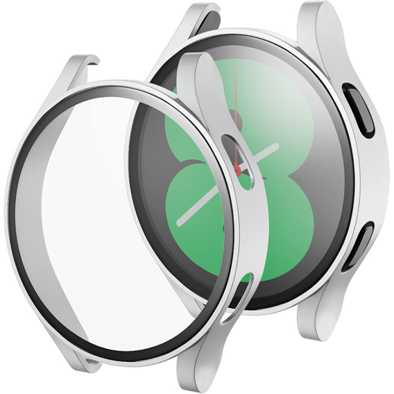 2в1 чехол и защитное стекло для часов Samsung Galaxy Watch 4 44mm, Silver