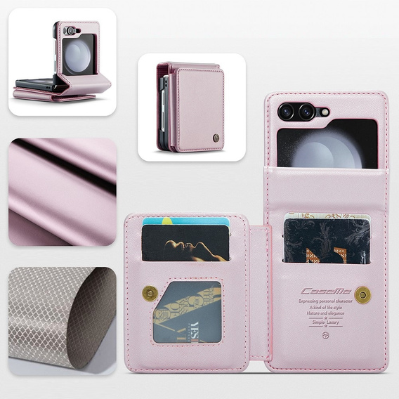 CASEME флип-кейс для Samsung Galaxy Z Flip5 5G, Litchi Wallet, розовый