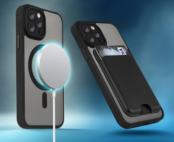 Чохол для iPhone 13 Pro, для MagSafe, ERBORD Matt Case, чорний + захисне скло