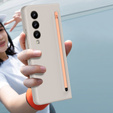 Чохол для Samsung Galaxy Z Fold 4 5G, зі склом та стилусом, сірий / рожевий