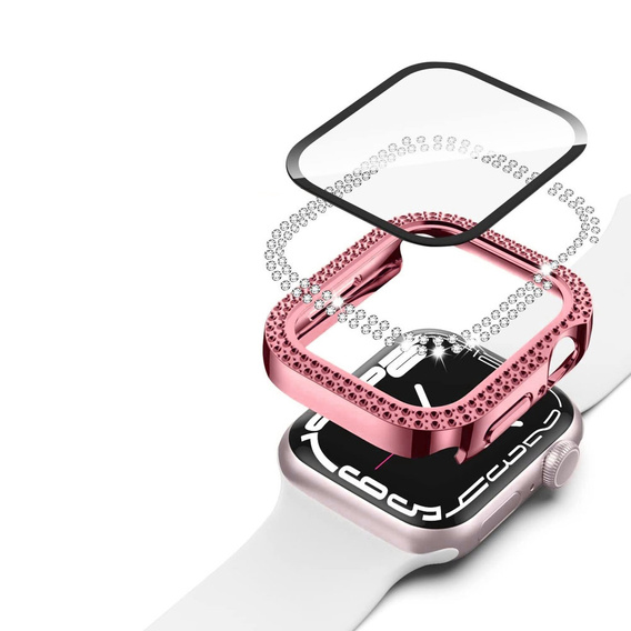 2в1 чехол и защитное стекло для часов Apple Watch 4/5/6/SE 44mm, Pink
