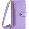 Откидной чехол для iPhone 14 Pro, Wallet Zipper Pocket, фиолетовый