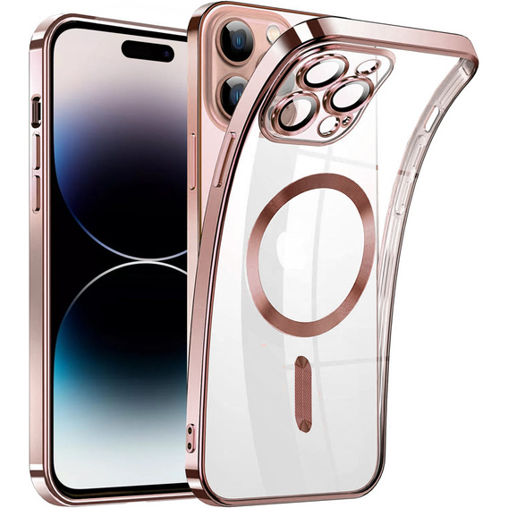 Чохол для iPhone 14 Pro Max, Electro MagSafe, рожевий + Скло на екран
