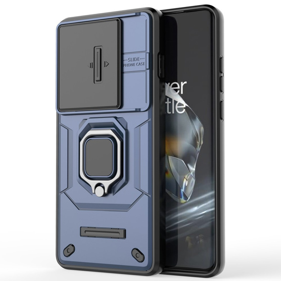 Чехол для OnePlus 12 5G, KickStand Camera Lens, синий