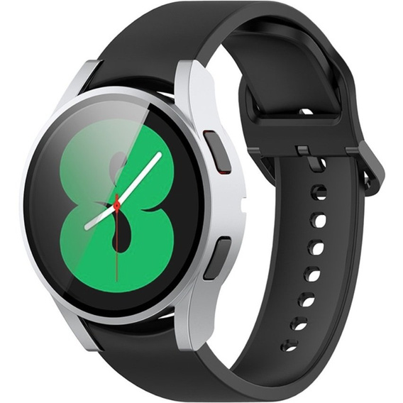2в1 чехол и защитное стекло для часов Samsung Galaxy Watch 4 44mm, Silver