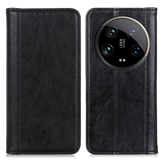 Чехол до Xiaomi 14 Ultra, Wallet Litchi Leather, чёрный