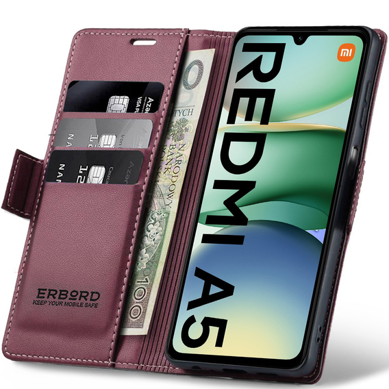 ERBORD Глянцевый кошелек из личи с клапаном для Xiaomi Redmi A5