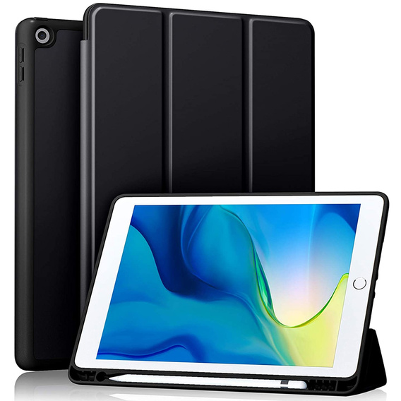 Чехол для iPad 7/8 10.2 2019/2020/2021, Tri-Fold case pen slot, Black