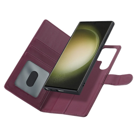 Чехол с откидной крышкой для Samsung Galaxy S23 Ultra, бумажник, для MagSafe, бордовый
