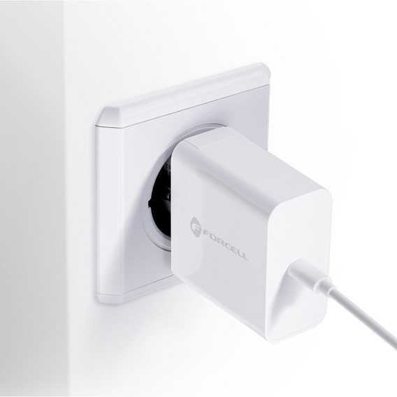 Зарядное устройство Forcell USB-A / 2x USB-C 3.45A GaN 70W PD QC 4.0, серый