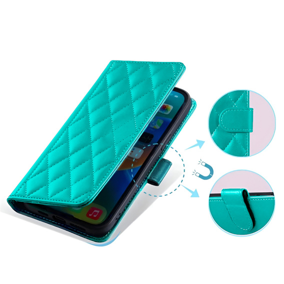 чехол-крышка для Samsung Galaxy A16, Rhombus Crossbody Leather, зелёный