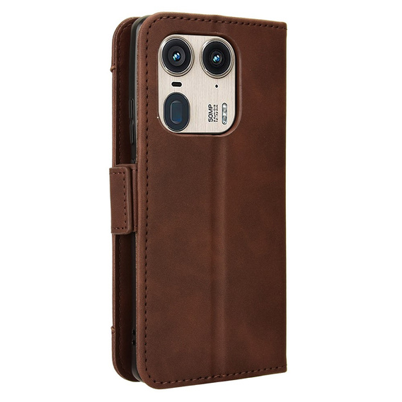 Футляр з клапаном для Motorola Edge 50 Ultra, Card Slot, коричневий