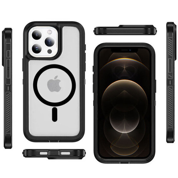 Чохол з рамкою для iPhone 12/12 Pro, для MagSafe, прозорий / чорний