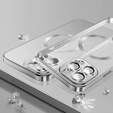 Чохол для iPhone 12 Pro, Electro MagSafe, сріблястий + Скло на екран