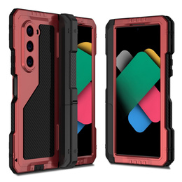 Бронированный чехол для Samsung Galaxy Z Fold6 5G, алюминиевый, с подставкой и местом для стилуса, красный
