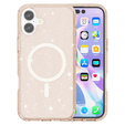 Чехол для iPhone 17, для MagSafe, глиттер, полупрозрачное золото