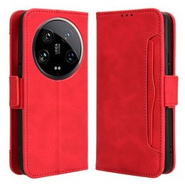 Футляр з клапаном для Xiaomi 14 Ultra, Card Slot, червоний
