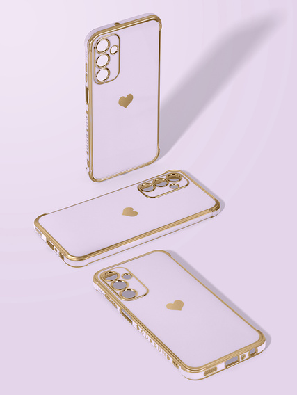 Чехол для Samsung Galaxy A25 5G, Electro heart, фиолетовый + полное клеевое керамическое стекло